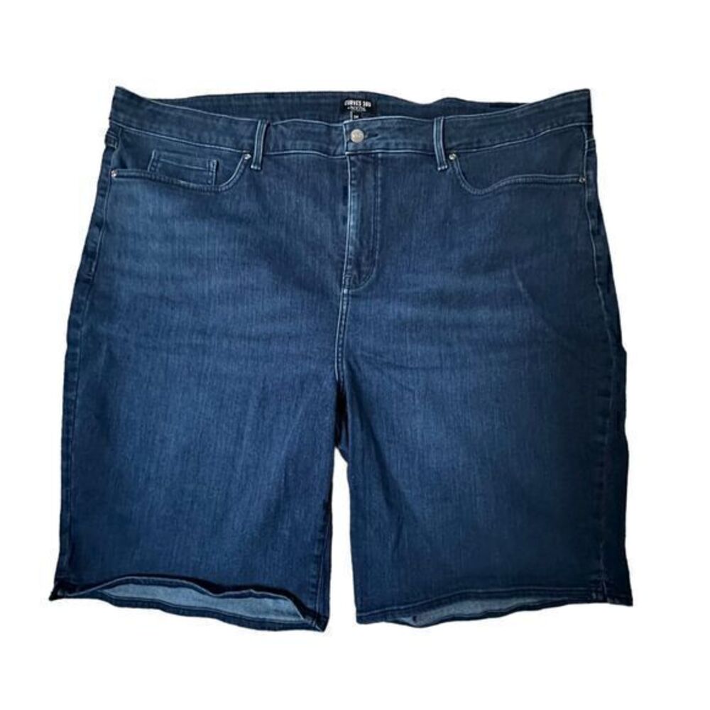 NYDJ Curves 360 Dark Wash Denim Jean Stretch Shorts Pockets Plus Size 24